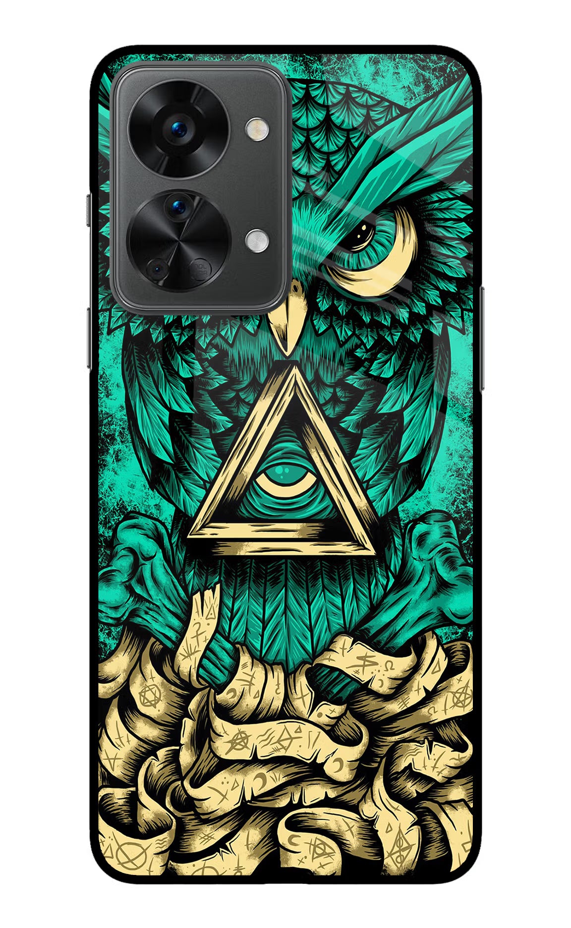 Green Owl OnePlus Nord 2T 5G Glass Case Back Cover by Casekaro