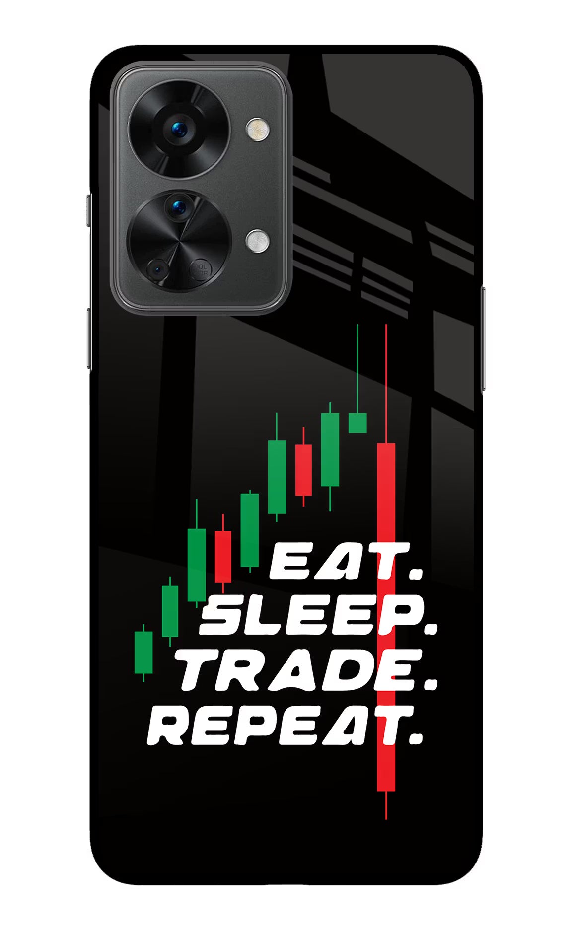 Eat Sleep Trade Repeat OnePlus Nord 2T 5G Glass Case Back Cover by Casekaro