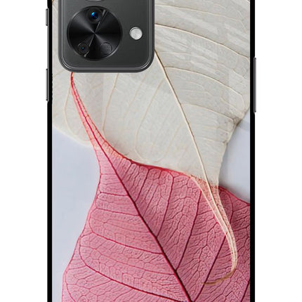 White Pink Leaf OnePlus Nord 2T 5G Glass Case