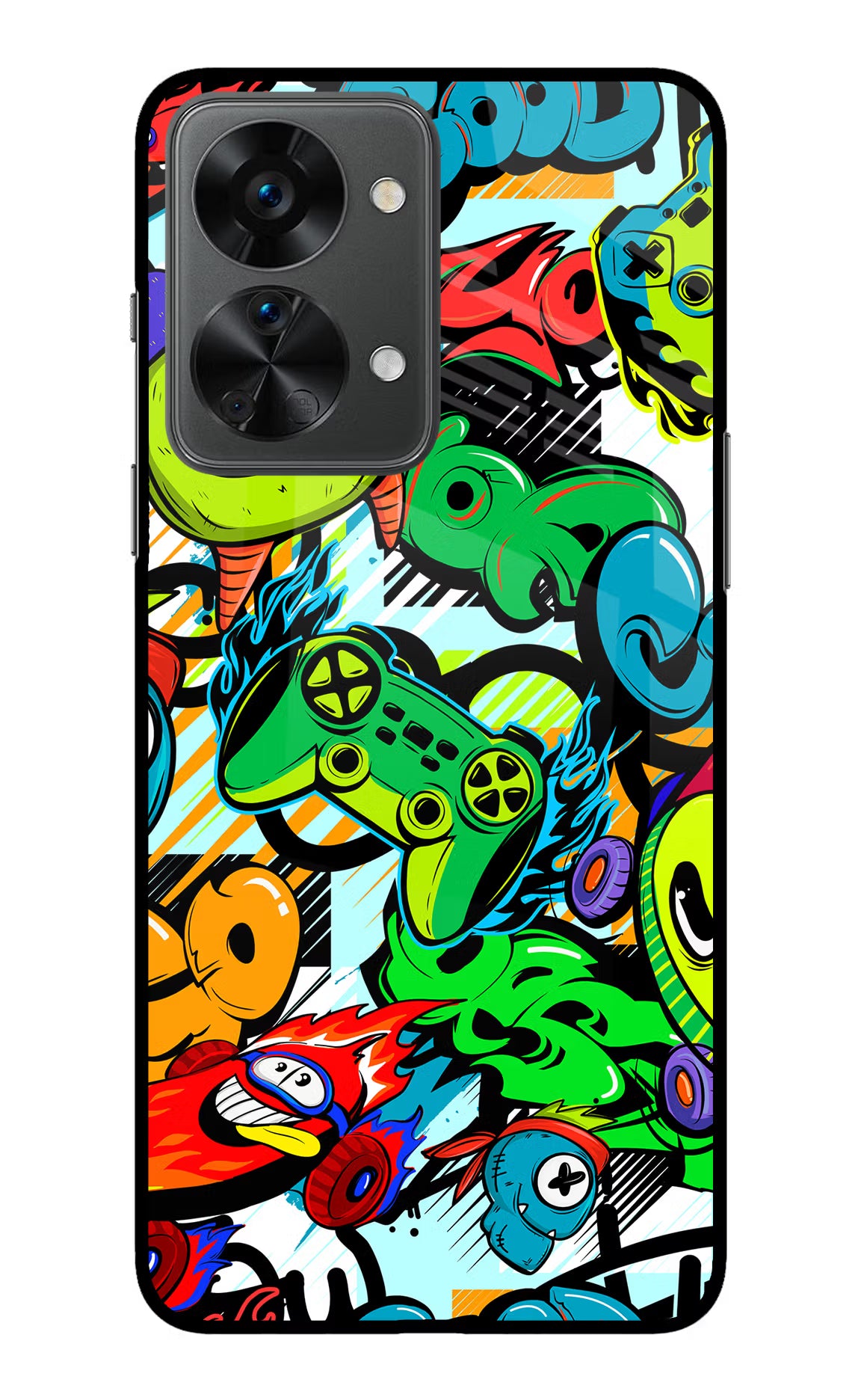Game Doodle OnePlus Nord 2T 5G Glass Case Back Cover by Casekaro