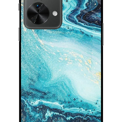 Blue Glitter Marble OnePlus Nord 2T 5G Glass Case