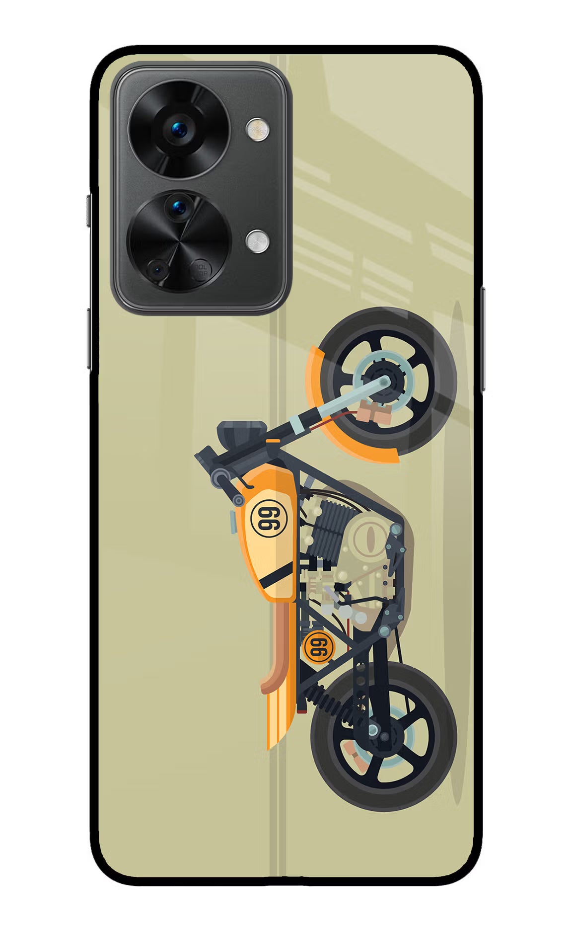 Vertical Speedster OnePlus Nord 2T 5G Glass Case Back Cover by Casekaro