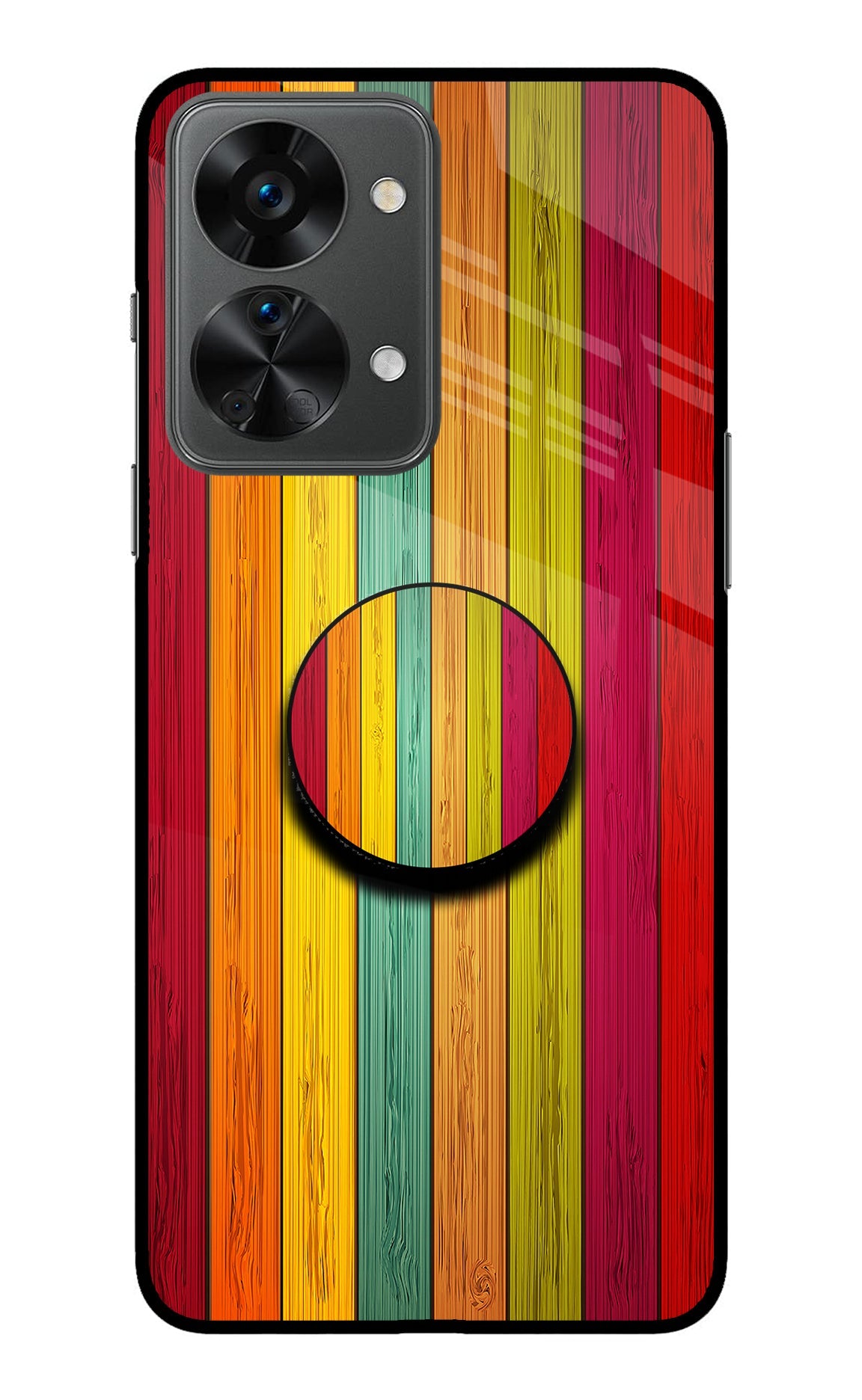 Multicolor Wooden OnePlus Nord 2T 5G Glass Case