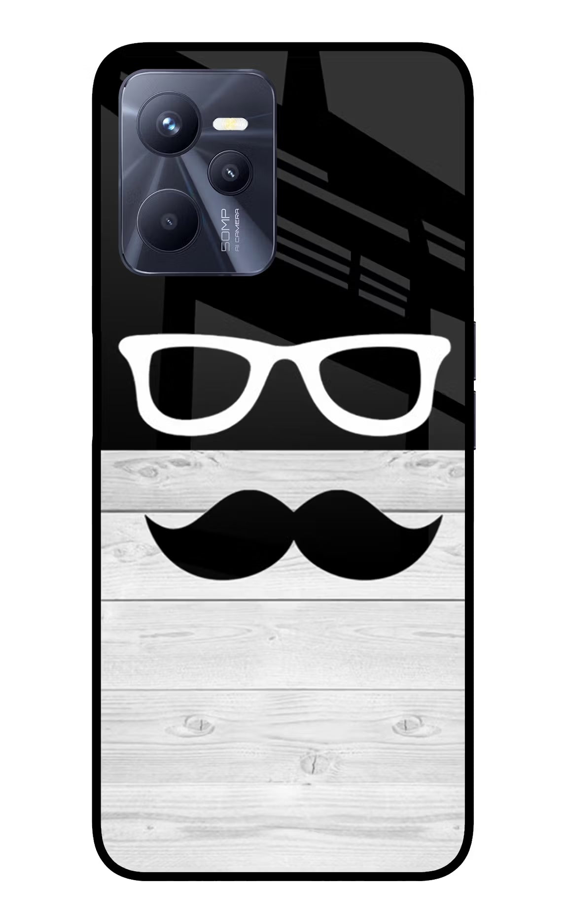 Mustache Realme C35 Glass Case Back Cover by Casekaro