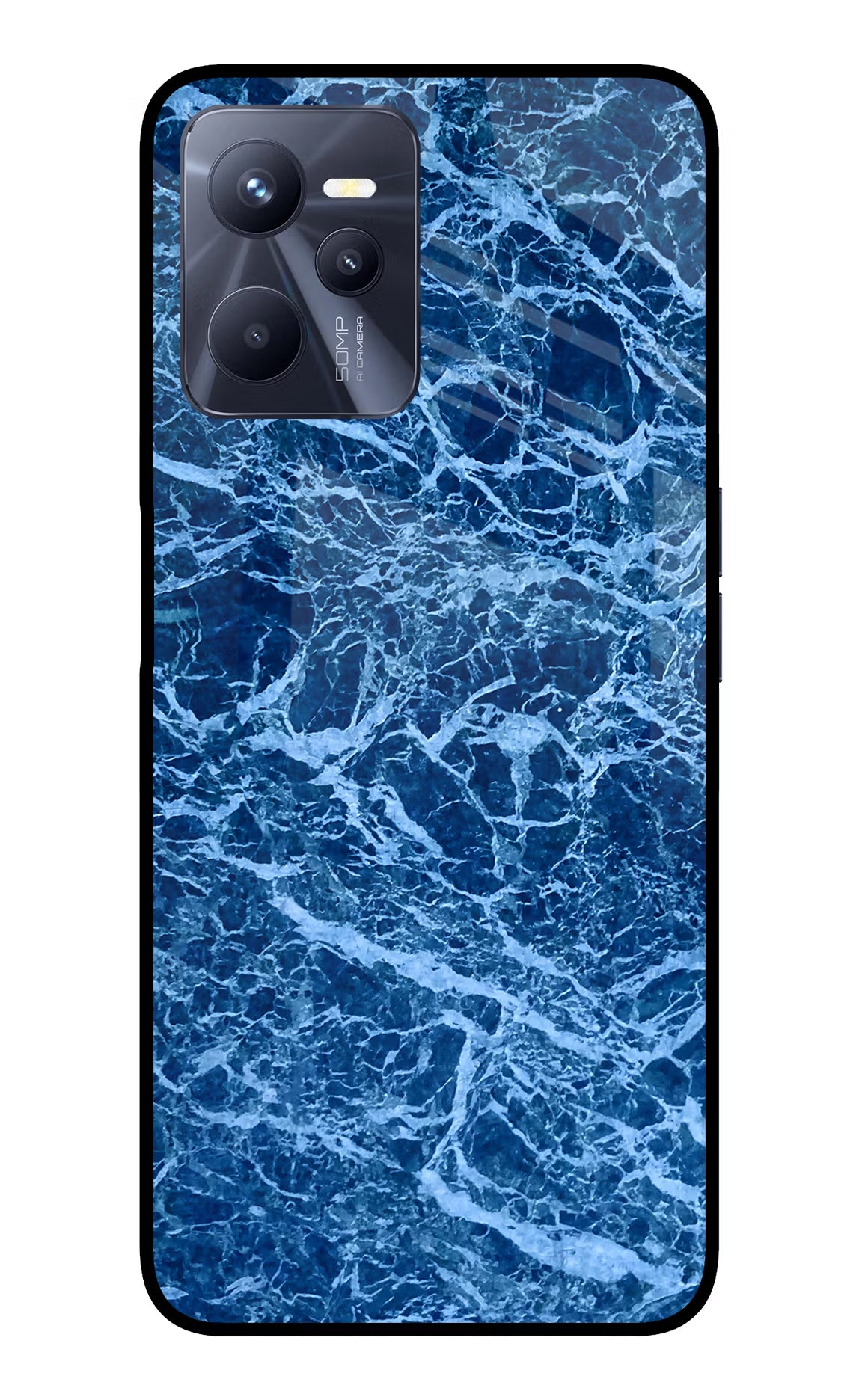 Blue Marble Realme C35 Glass Case Back Cover by Casekaro