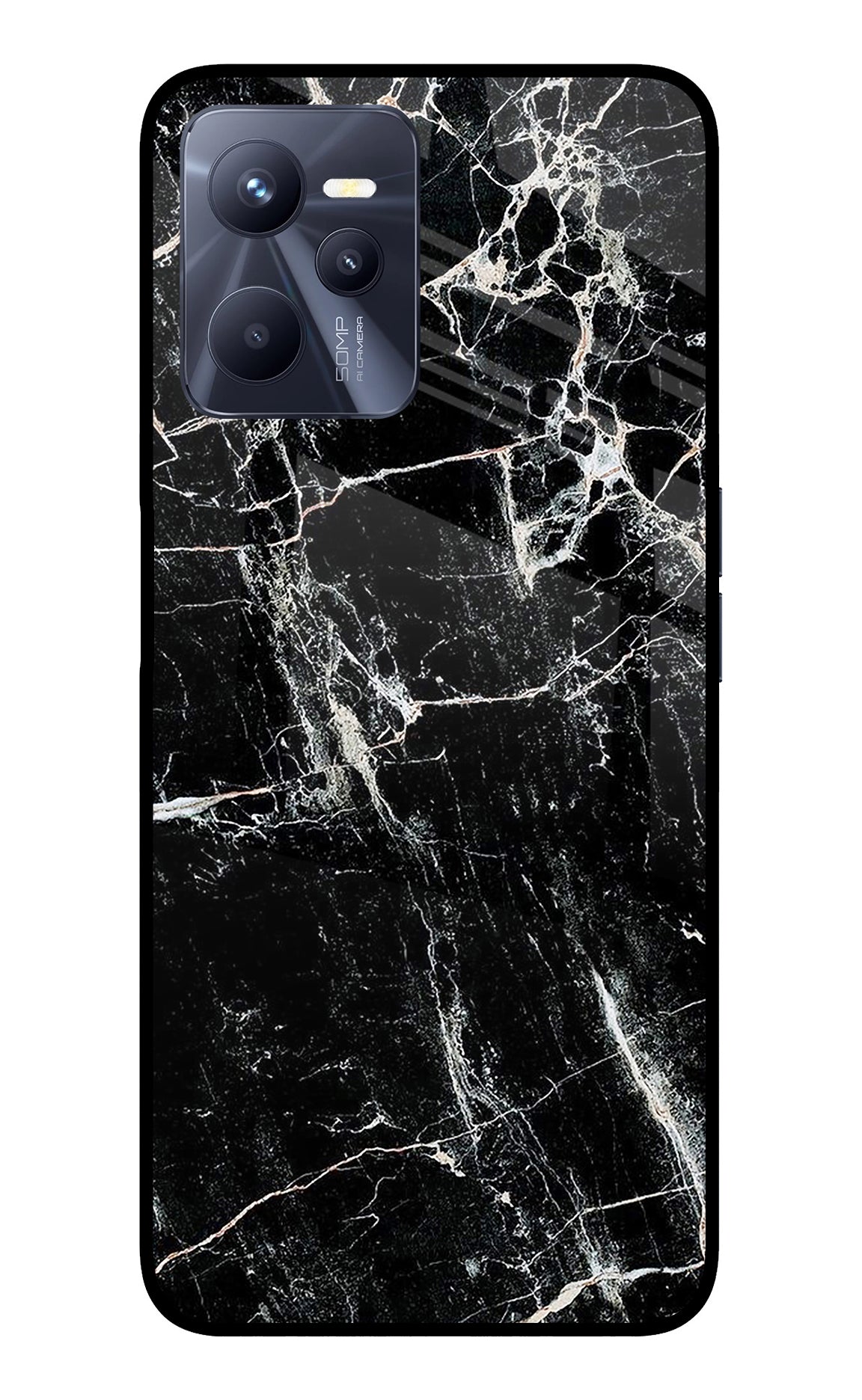 Black Marble Texture Realme C35 Glass Case