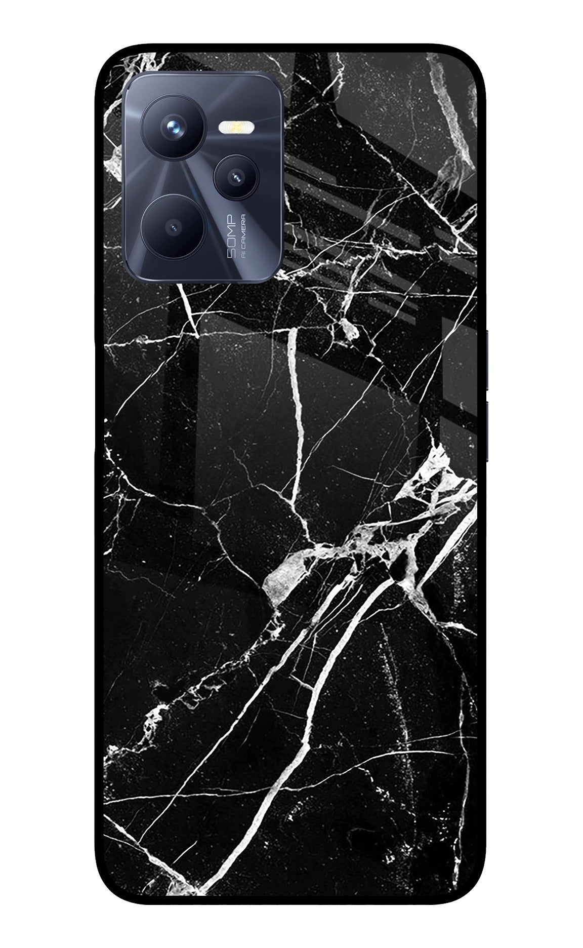 Black Marble Pattern Realme C35 Glass Case