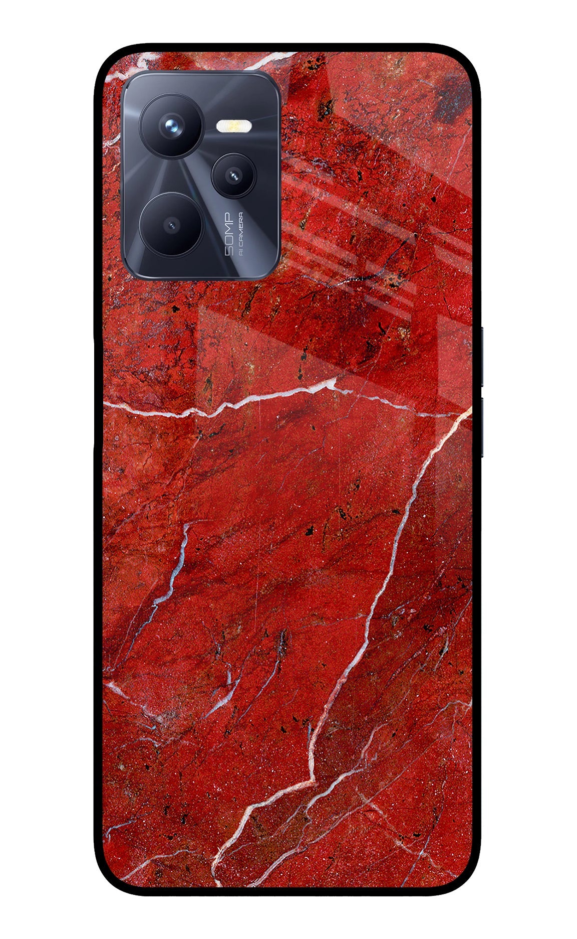 Red Marble Design Realme C35 Back Cover