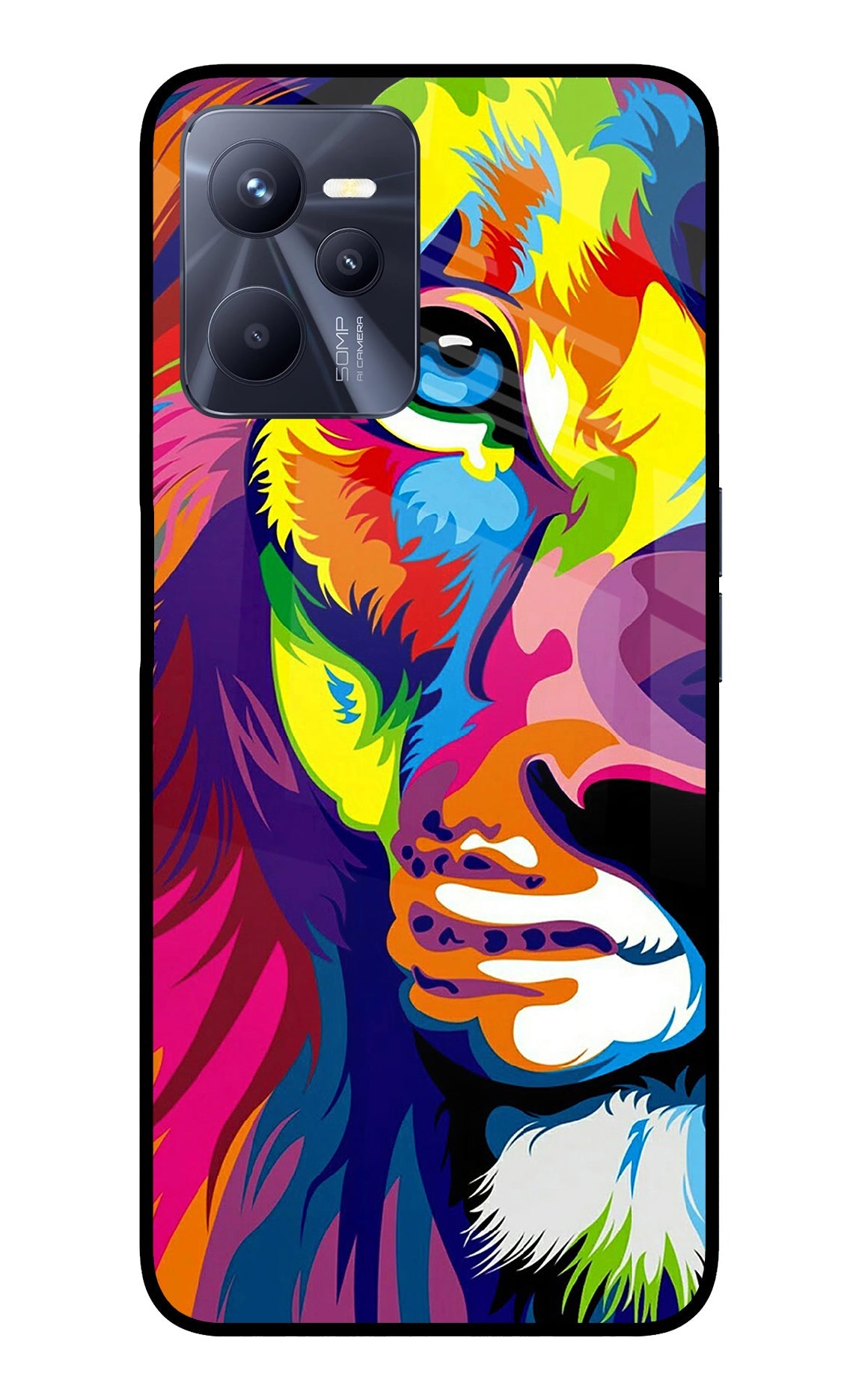 Lion Half Face Realme C35 Back Cover