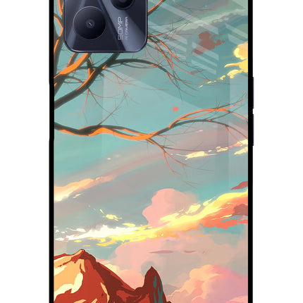 Scenery Realme C35 Glass Case Back Cover by Casekaro