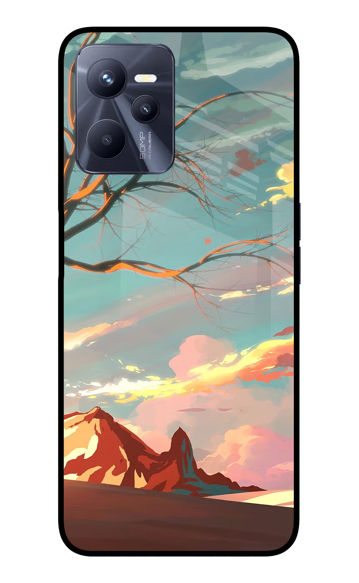 Scenery Realme C35 Glass Case Back Cover by Casekaro