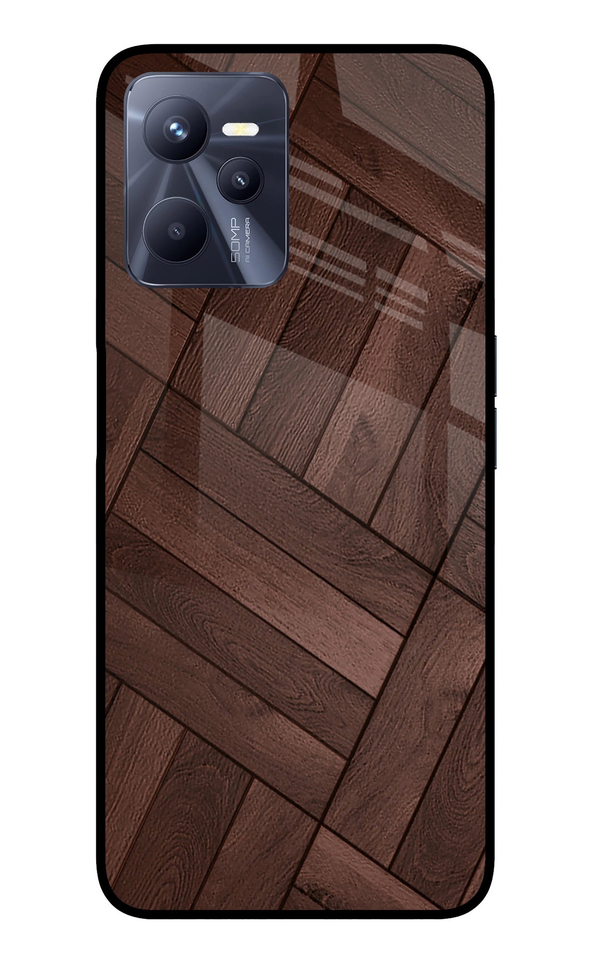 Wooden Texture Design Realme C35 Glass Case