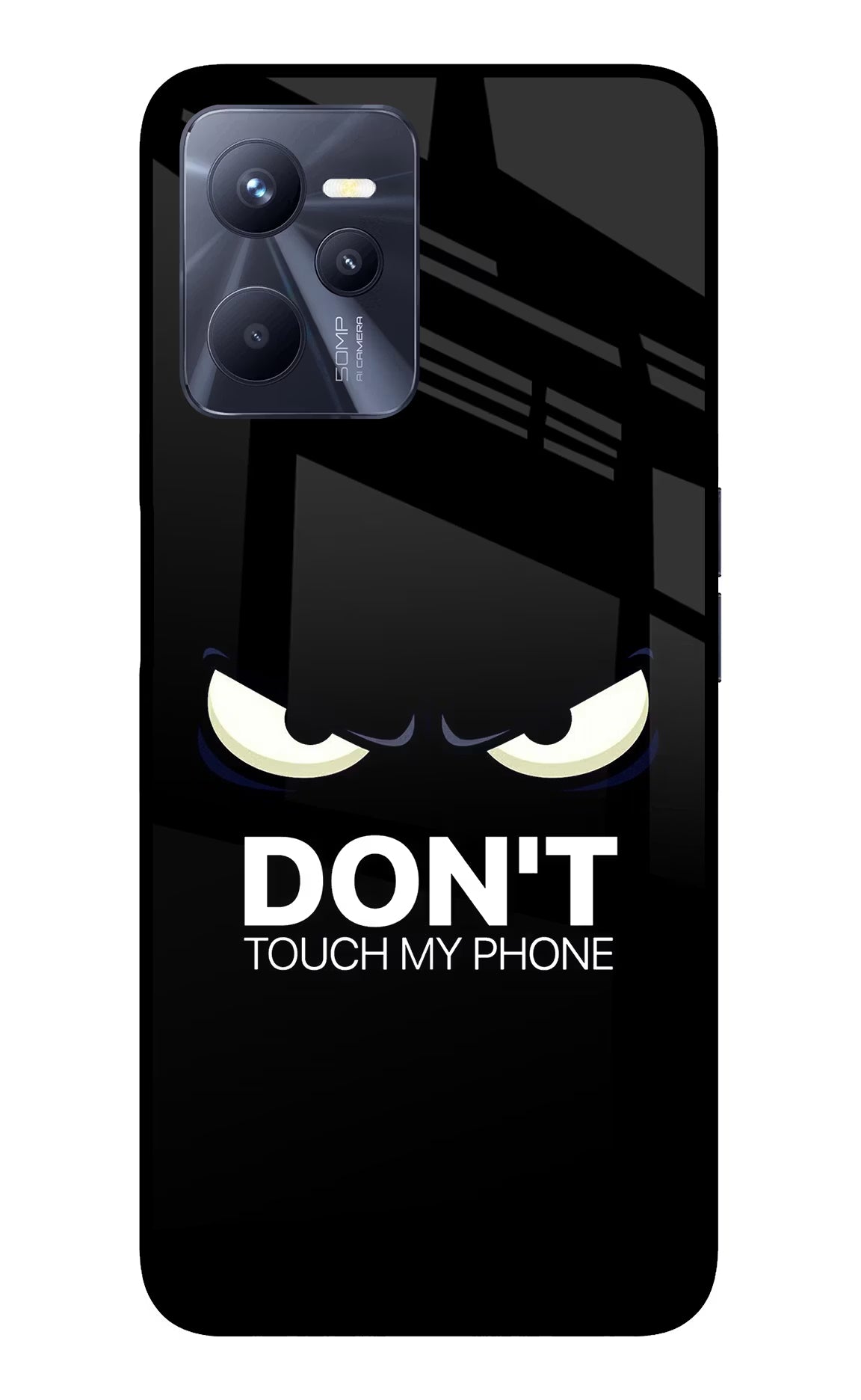 Don'T Touch My Phone Realme C35 Glass Case Back Cover by Casekaro