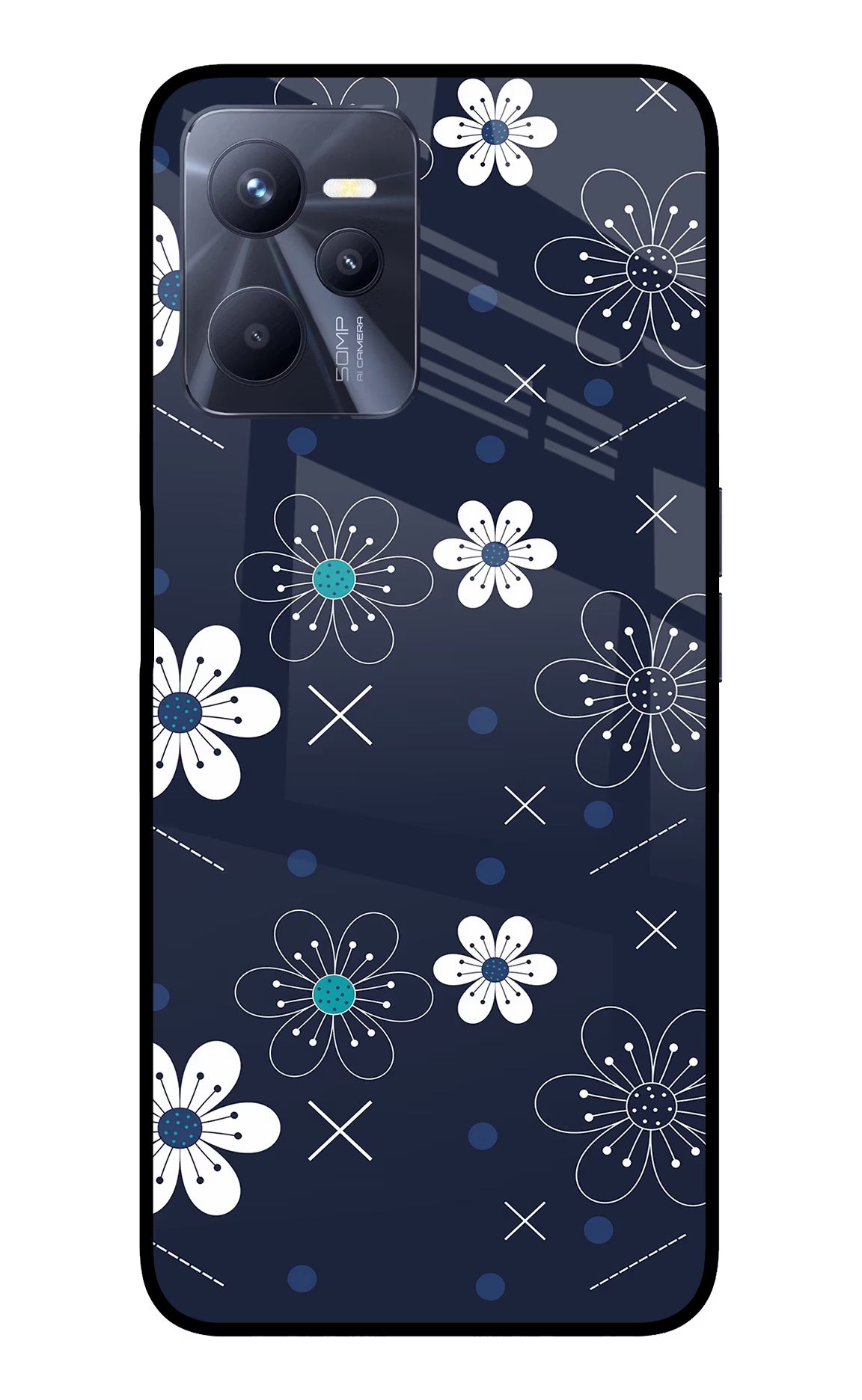 Flowers Realme C35 Glass Case Back Cover by Casekaro