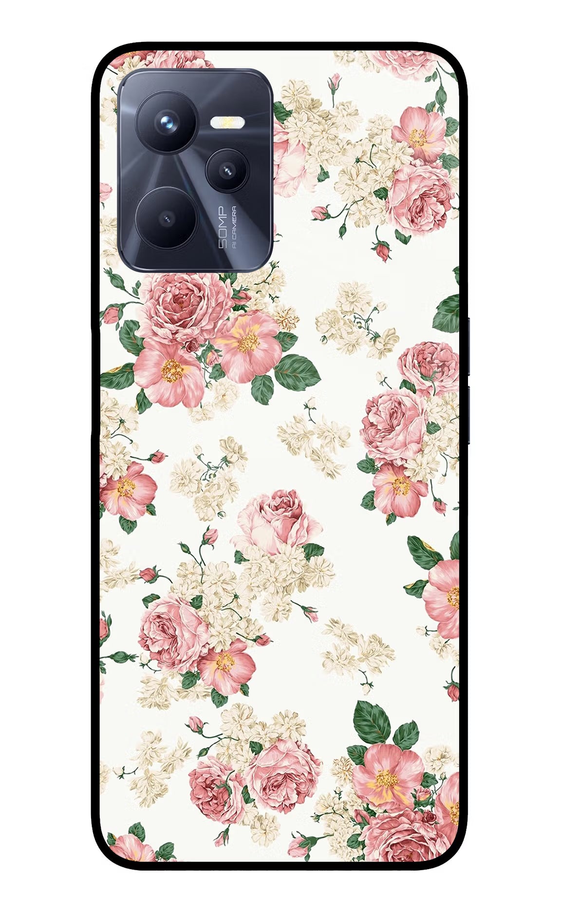 Flowers Realme C35 Glass Case Back Cover by Casekaro