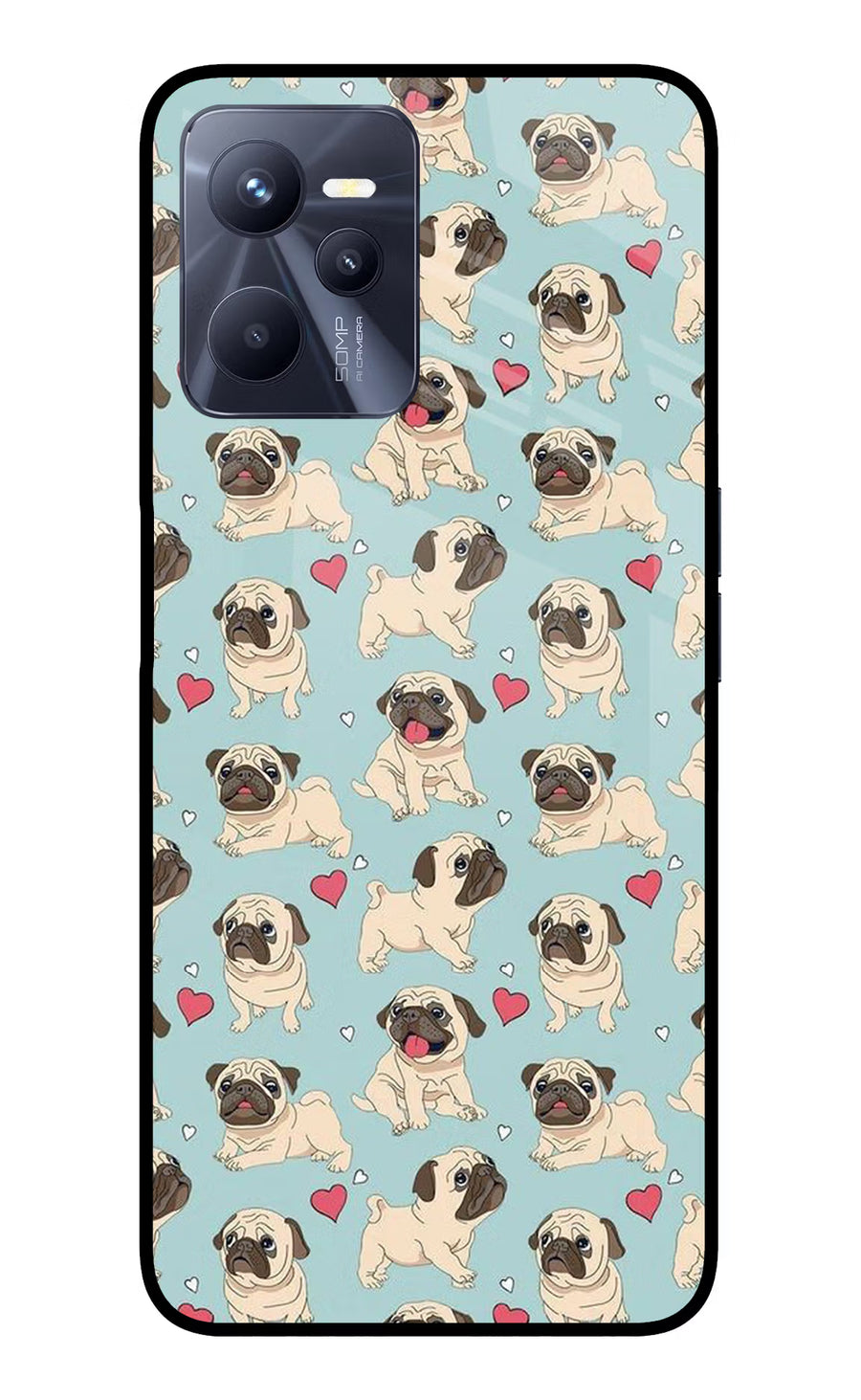 Pug Dog Realme C35 Back Cover, Glass case