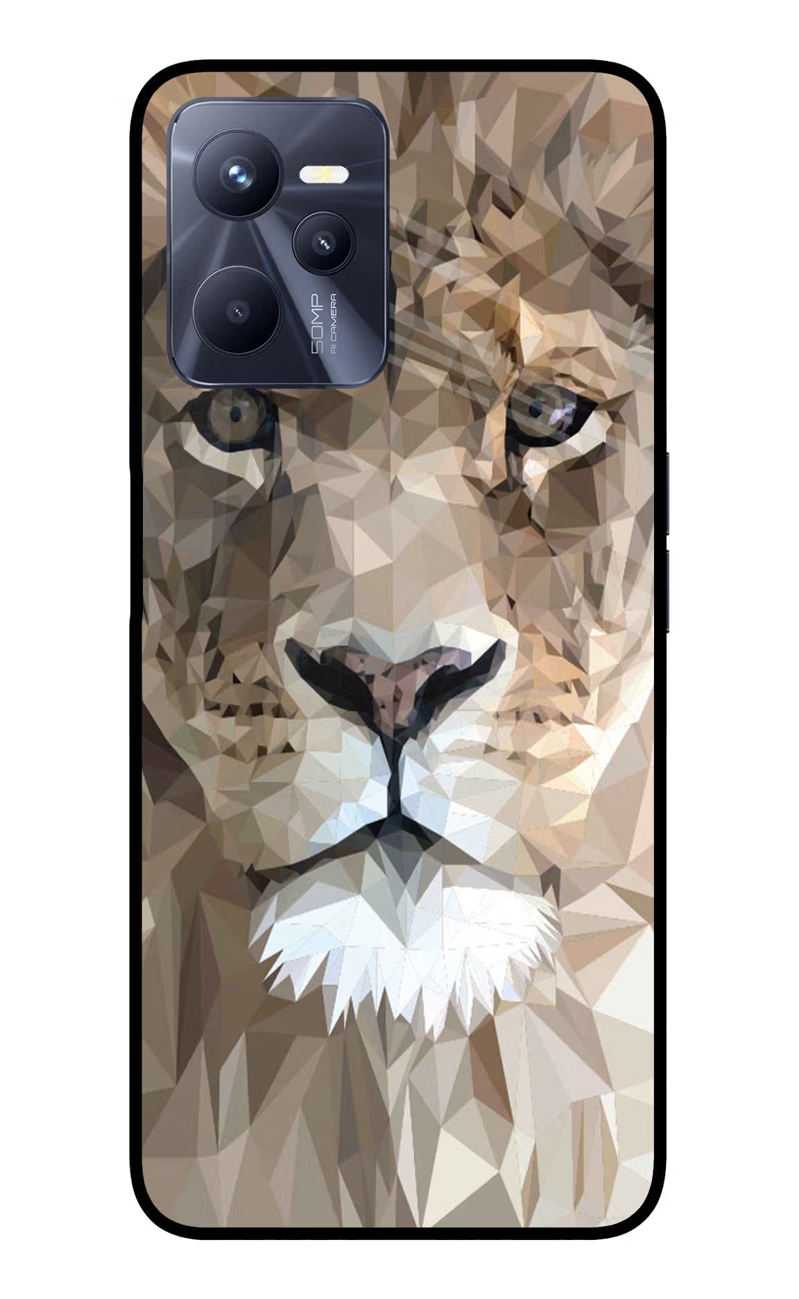 Lion Art Realme C35 Glass Case Back Cover by Casekaro