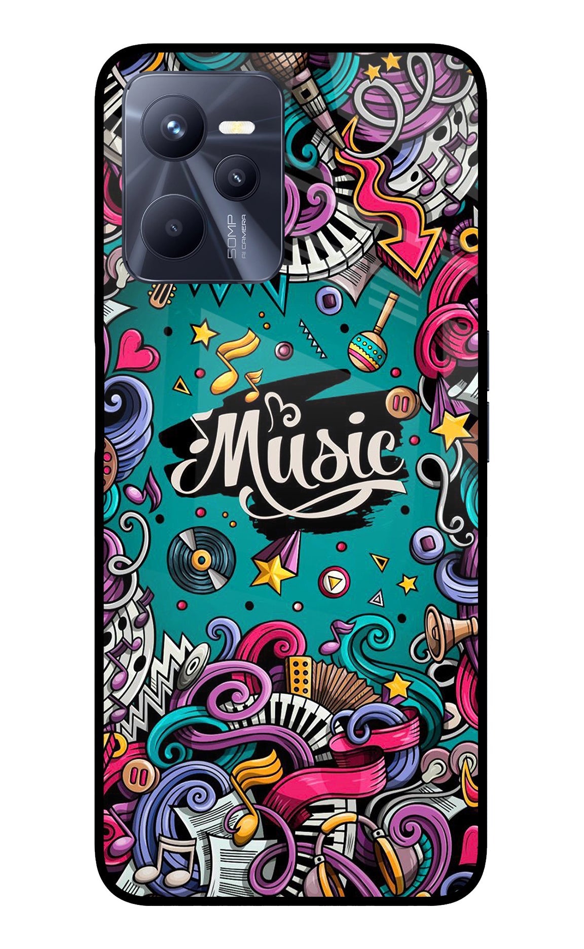 Music Graffiti Realme C35 Glass Case