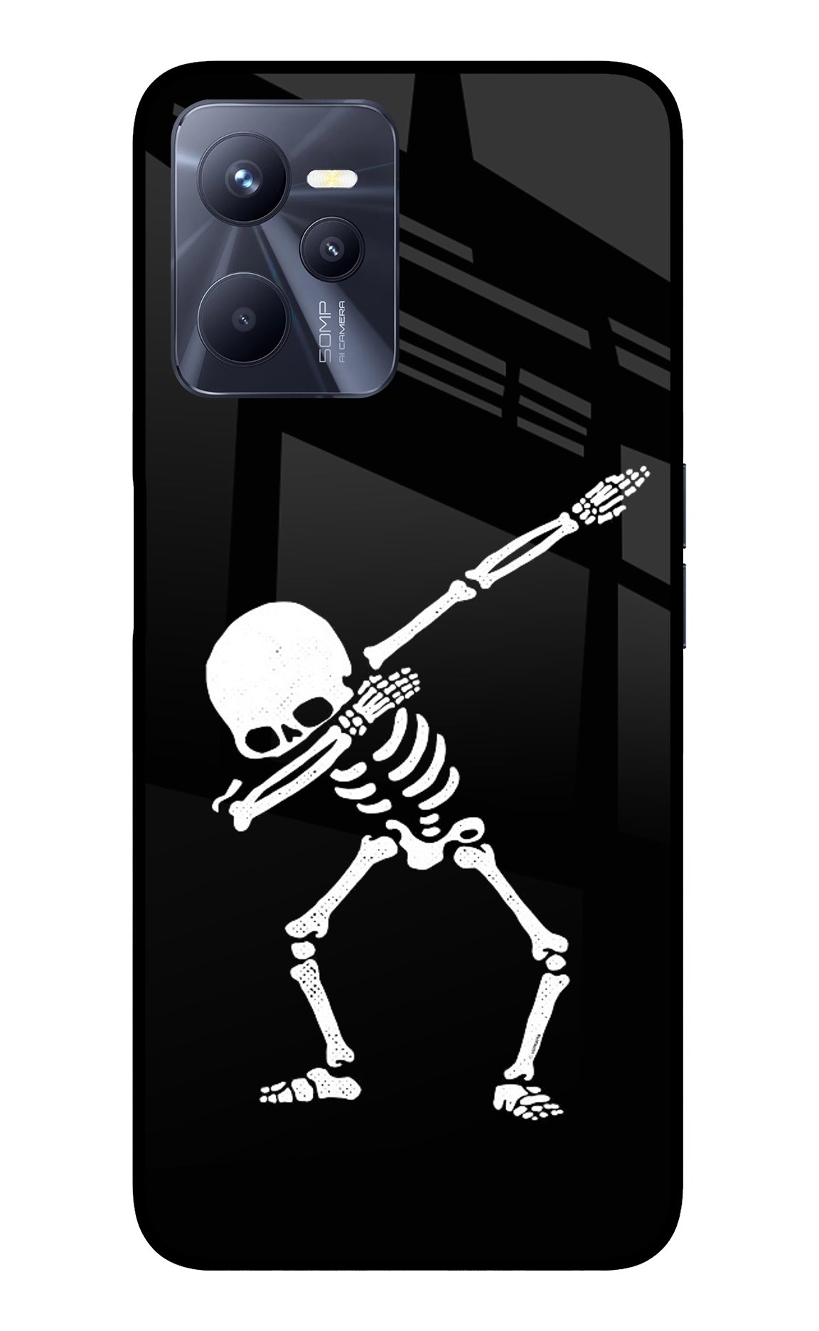 Dabbing Skeleton Art Realme C35 Glass Case