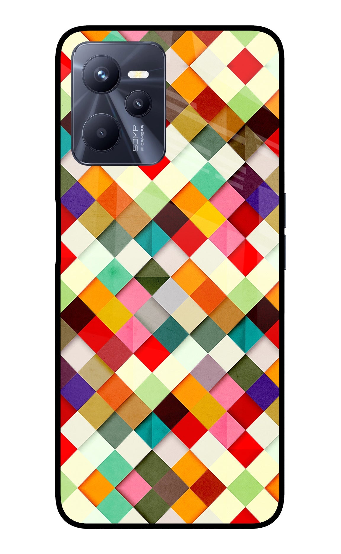 Geometric Abstract Colorful Realme C35 Glass Case