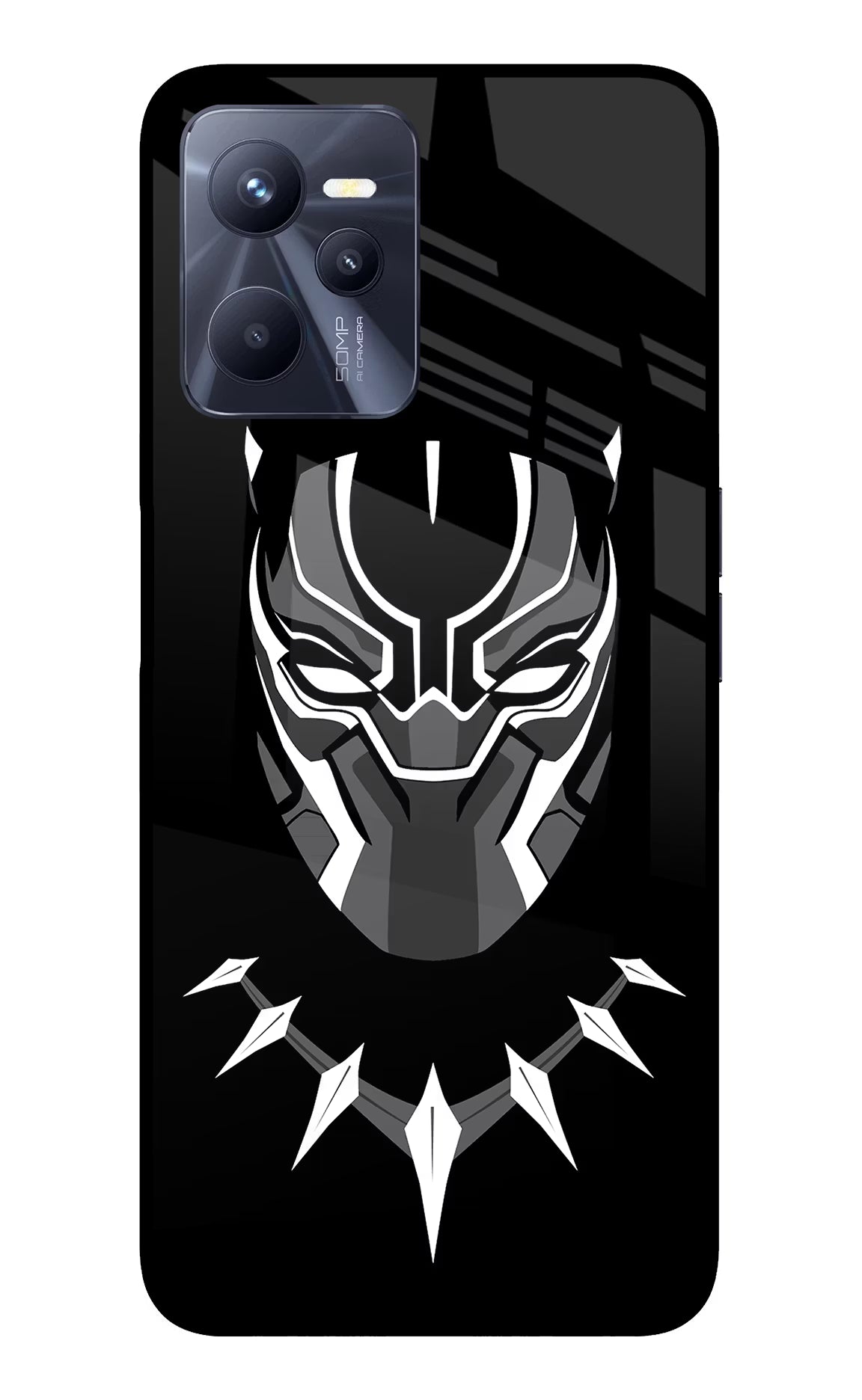 Black Panther Realme C35 Glass Case Back Cover by Casekaro