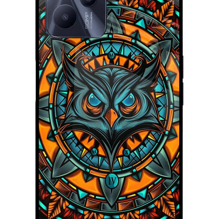 Angry Owl Art Realme C35 Glass Case Back Cover by Casekaro