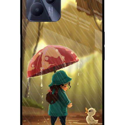 Rainy Day Realme C35 Glass Case Back Cover by Casekaro