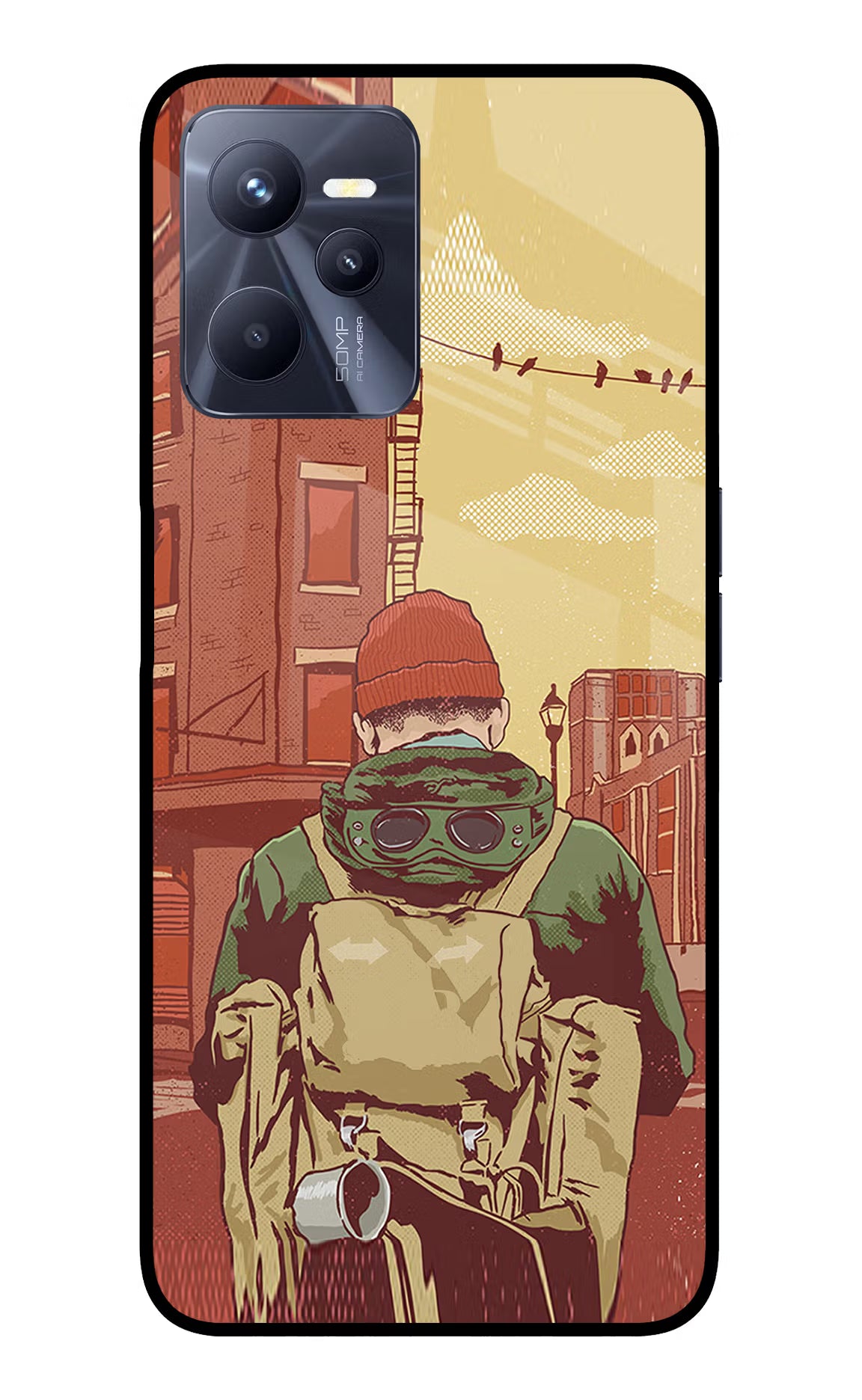 Adventurous Realme C35 Glass Case Back Cover by Casekaro