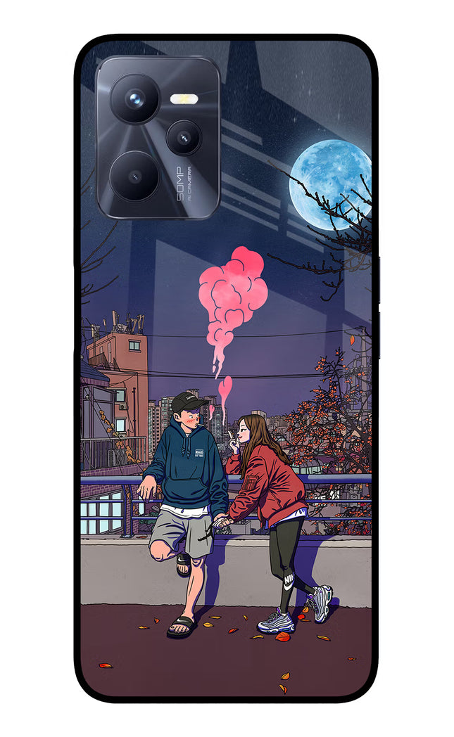 Chilling Couple Realme C35 Glass Case Back Cover by Casekaro