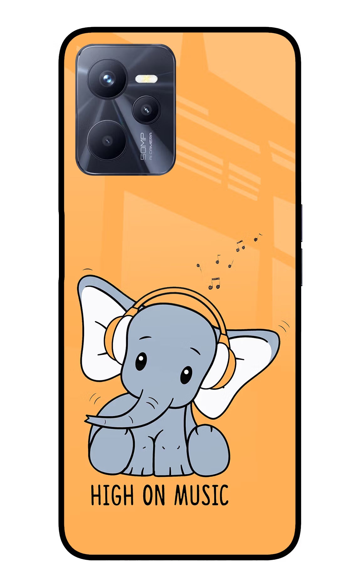 High On Music Realme C35 Glass Case Back Cover by Casekaro