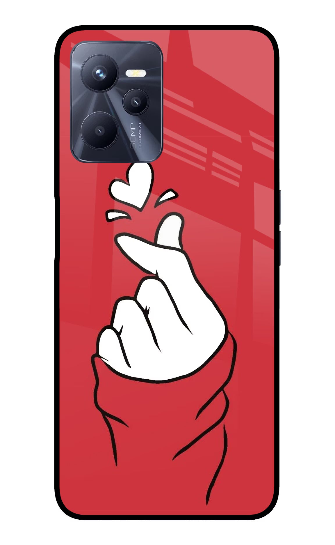 Korean Love Sign Realme C35 Glass Case Back Cover by Casekaro