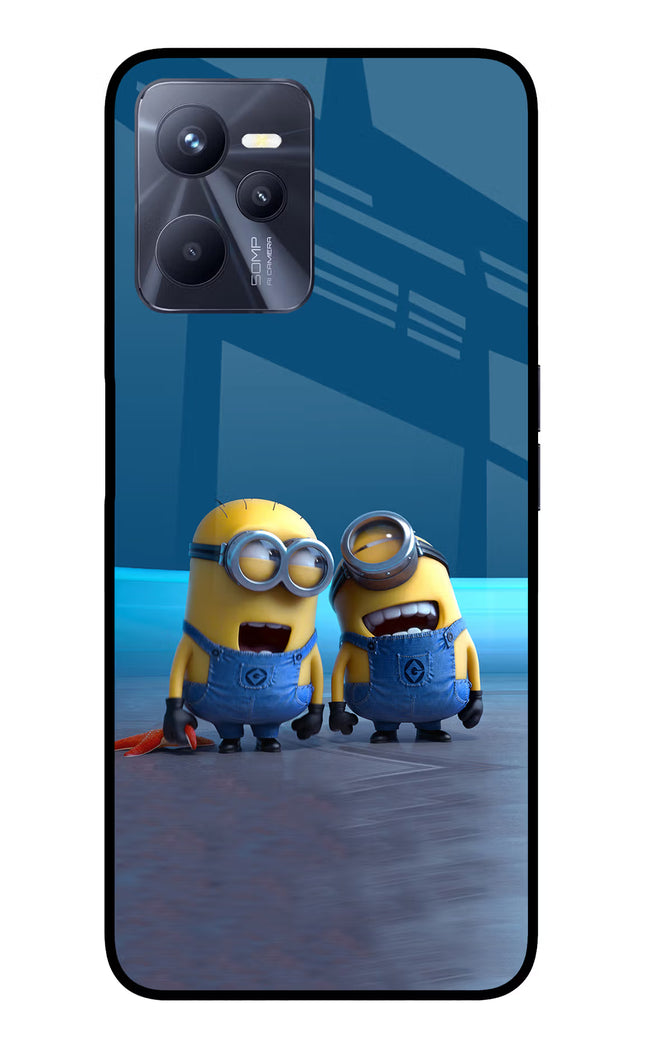 Minion Laughing Realme C35 Glass Case Back Cover by Casekaro