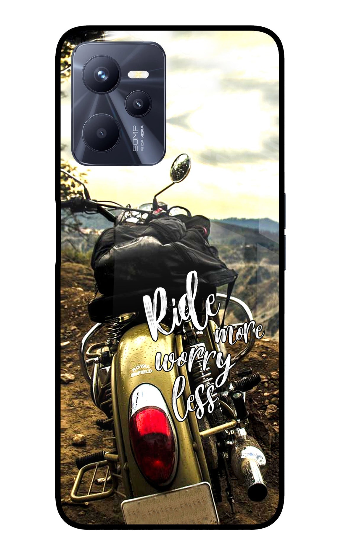 Ride More Worry Less Realme C35 Glass Case