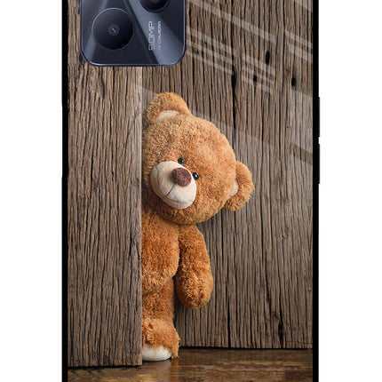 Teddy Wooden Realme C35 Glass Case Back Cover by Casekaro