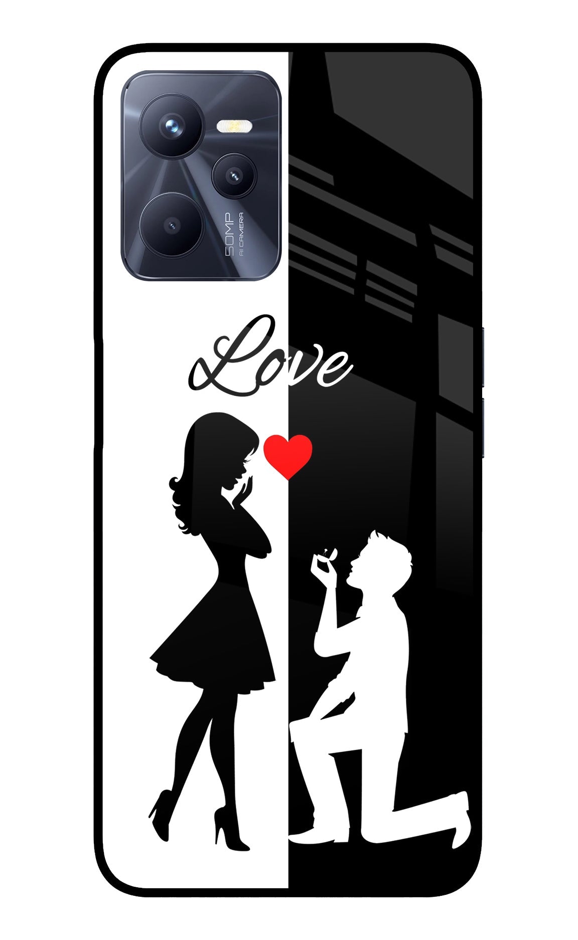 Love Propose Black And White Realme C35 Back Cover