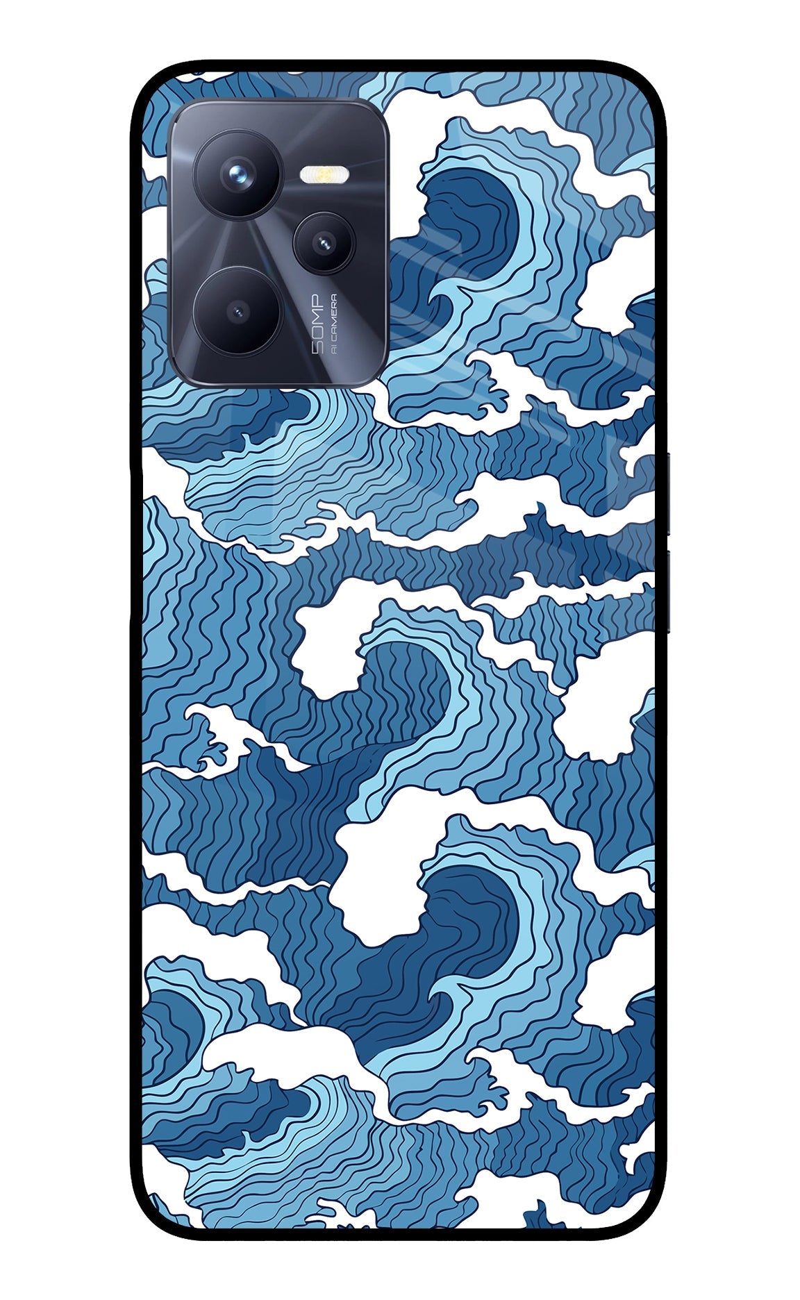 Blue Waves Realme C35 Glass Case
