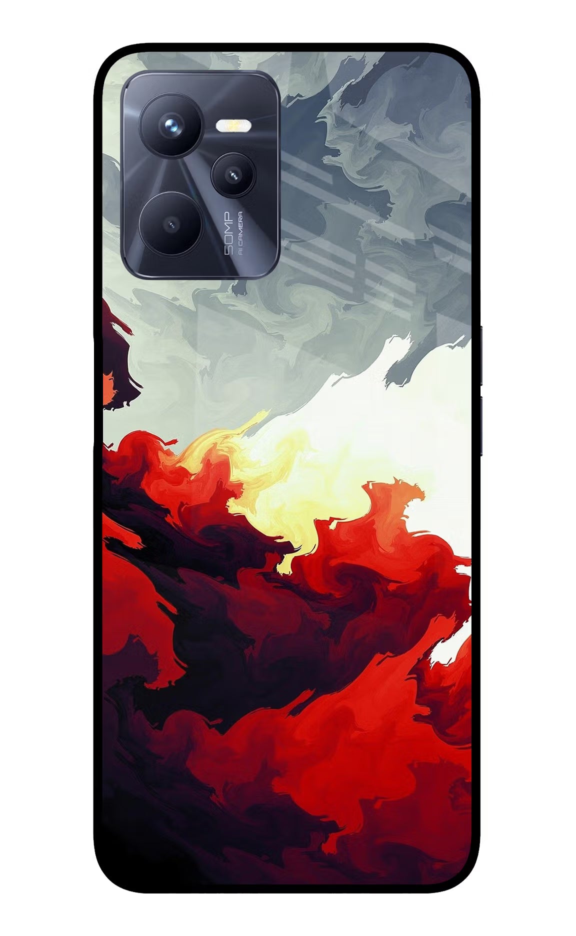 Fire Cloud Realme C35 Glass Case Back Cover by Casekaro