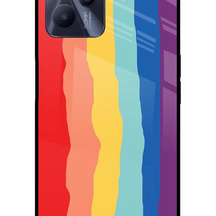 Rainbow Realme C35 Glass Case Back Cover by Casekaro