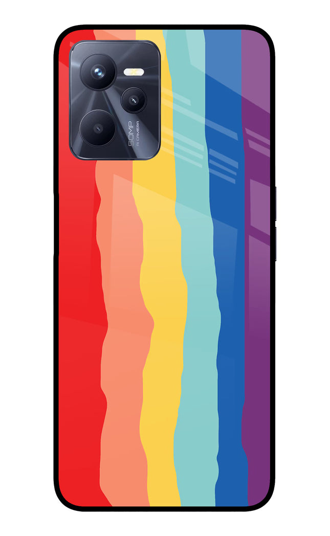 Rainbow Realme C35 Glass Case Back Cover by Casekaro