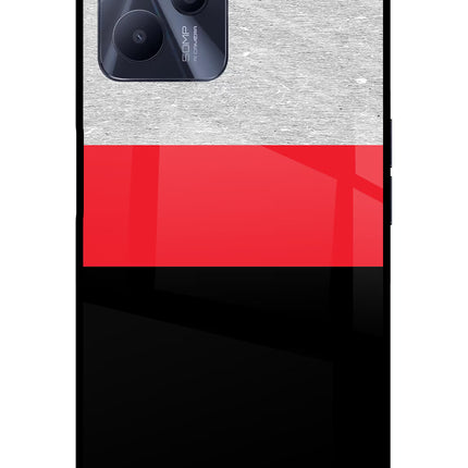Tri Color Pattern Realme C35 Glass Case Back Cover by Casekaro