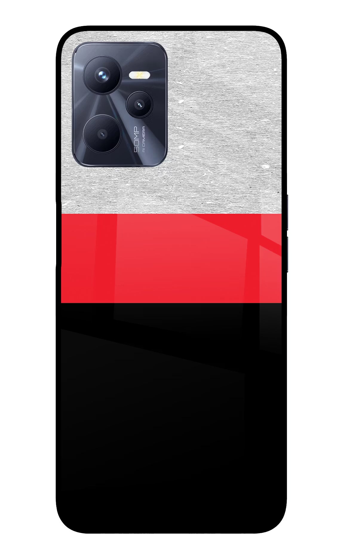 Tri Color Pattern Realme C35 Glass Case Back Cover by Casekaro