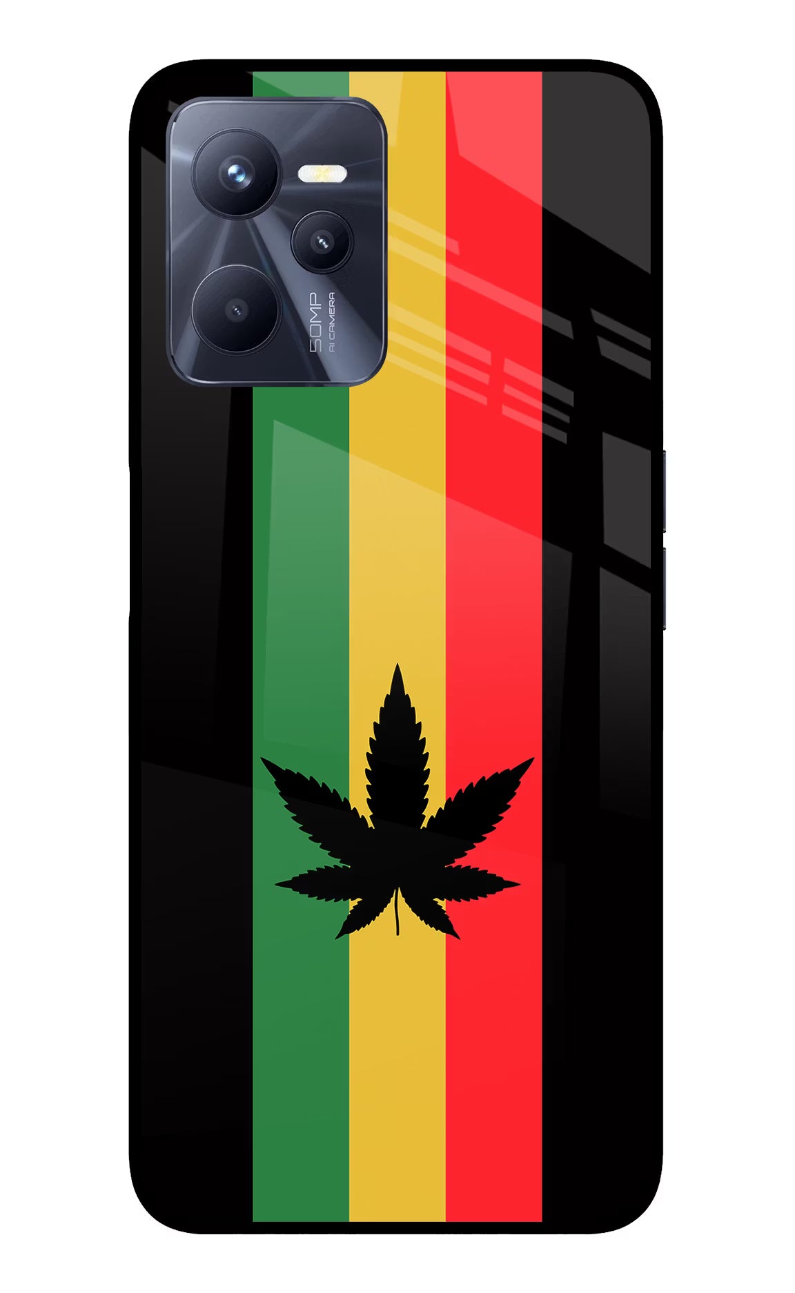 Weed Flag Realme C35 Glass Case Back Cover by Casekaro