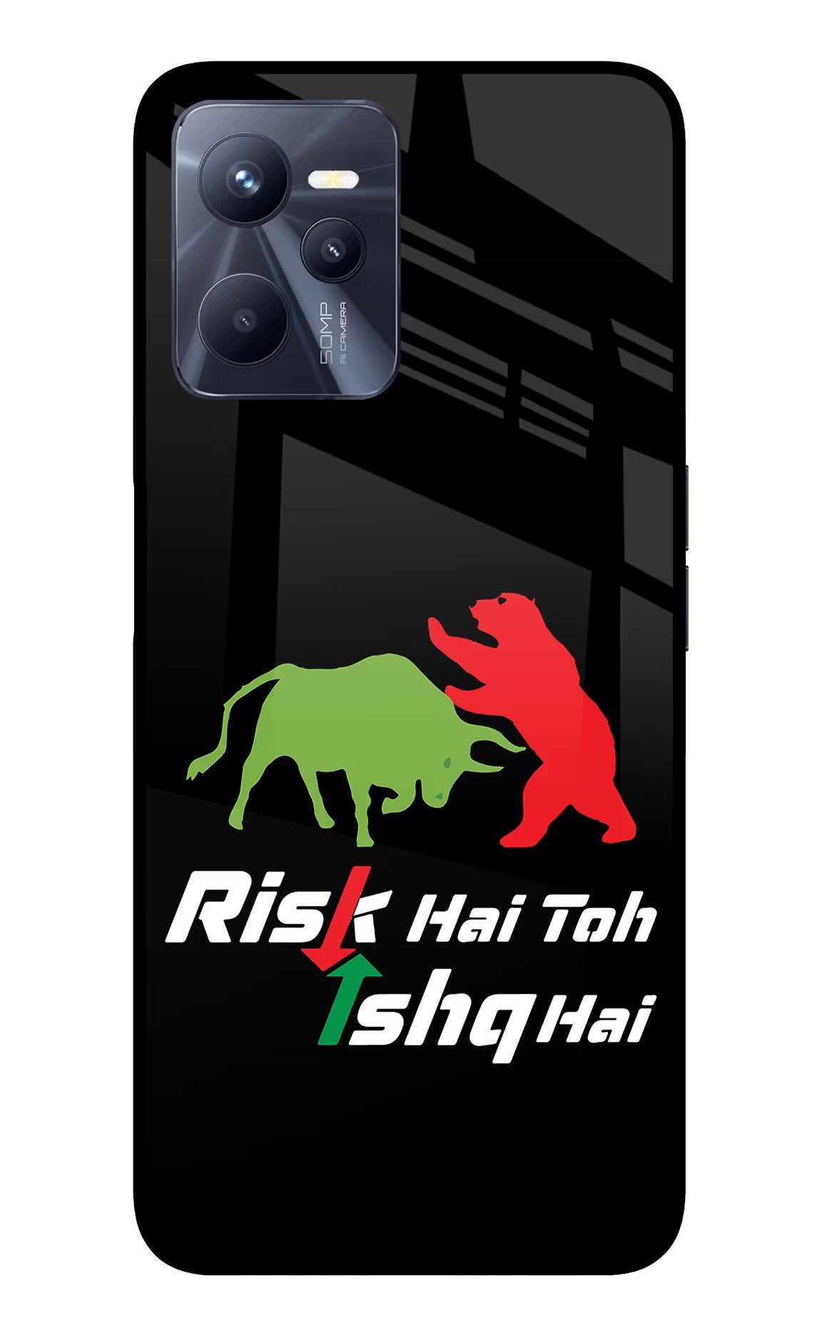 Risk Hai Toh Ishq Hai Realme C35 Glass Case Back Cover by Casekaro