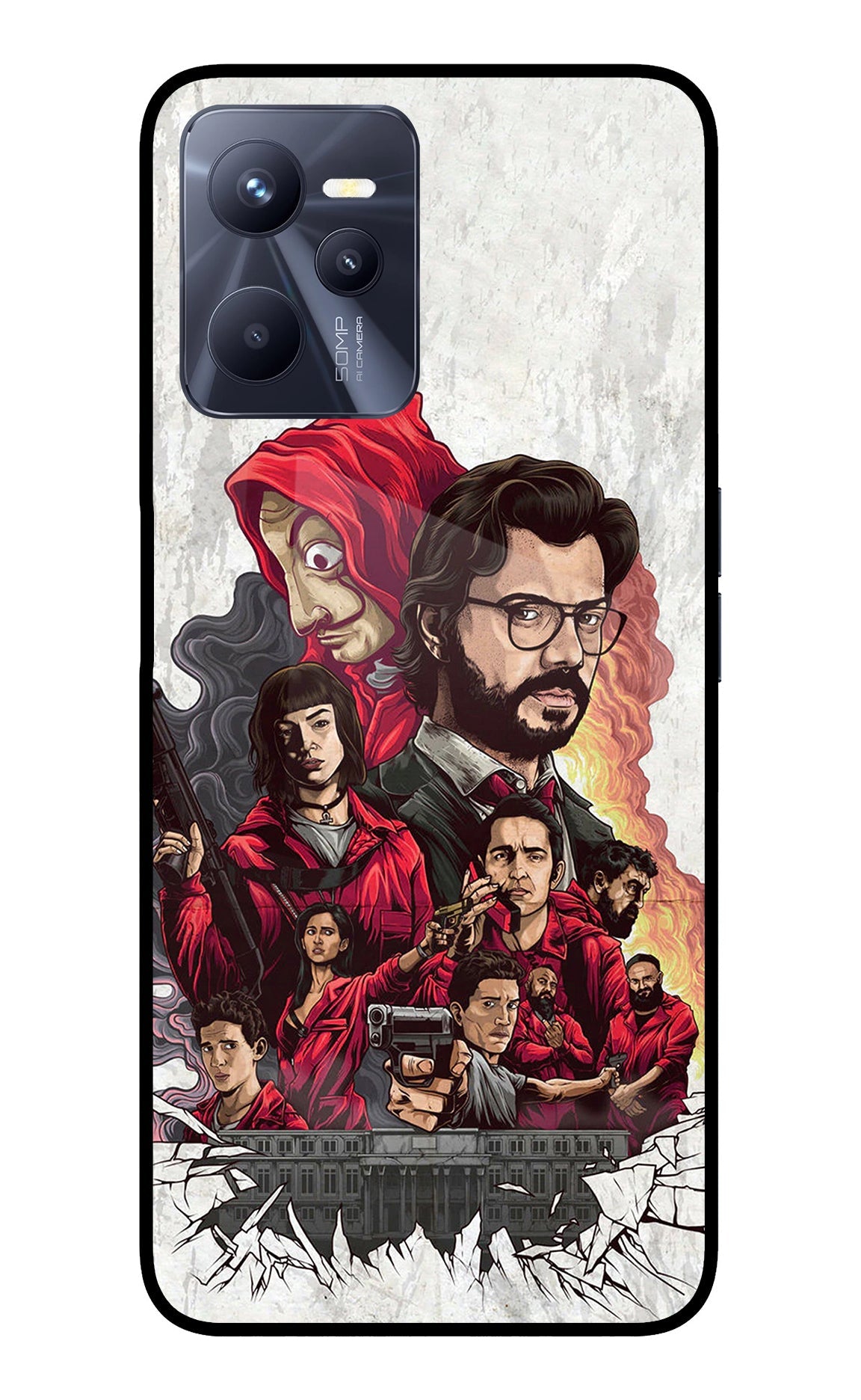 Money Heist Artwork Realme C35 Glass Case