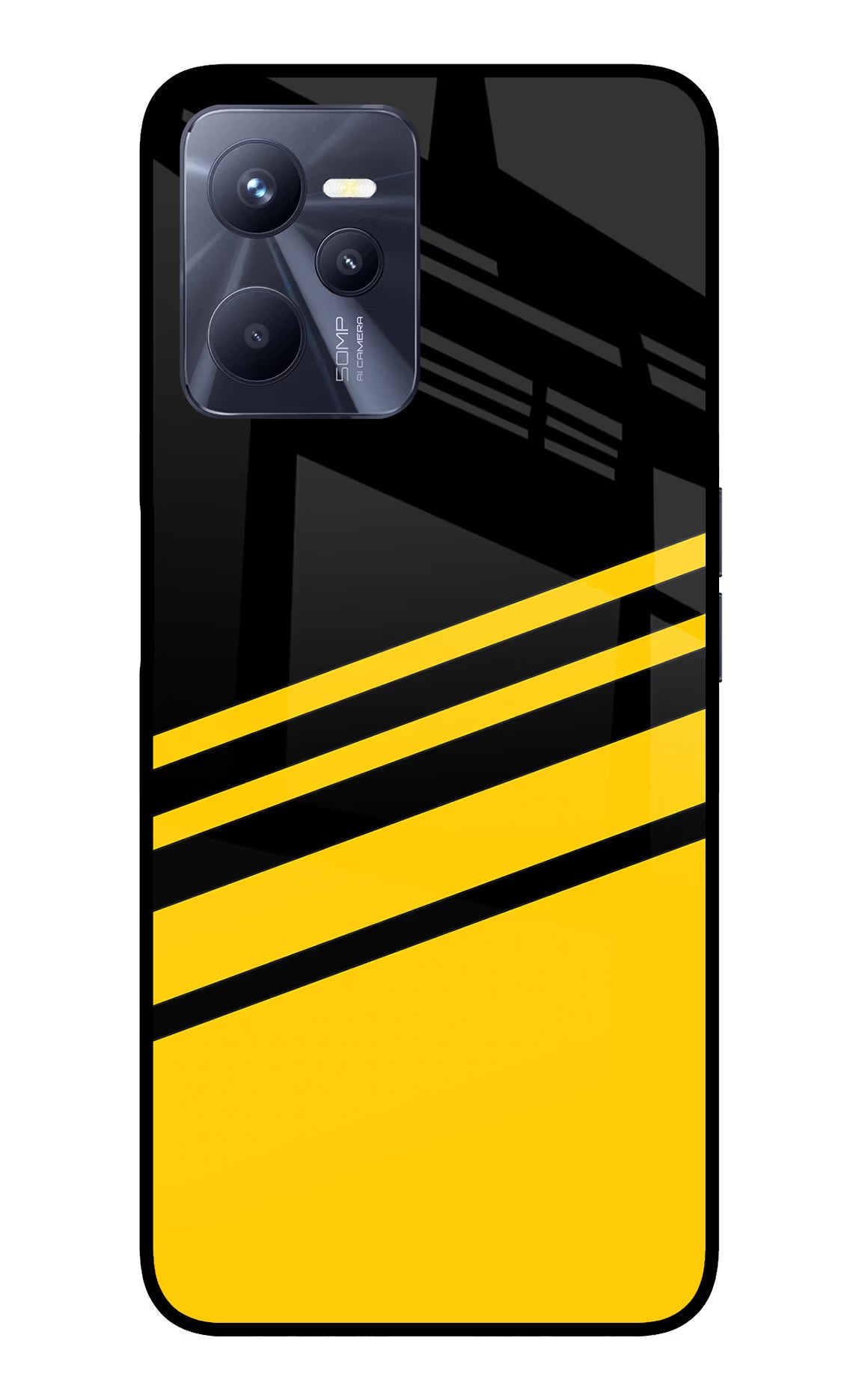 Yellow Shades Realme C35 Glass Case Back Cover by Casekaro