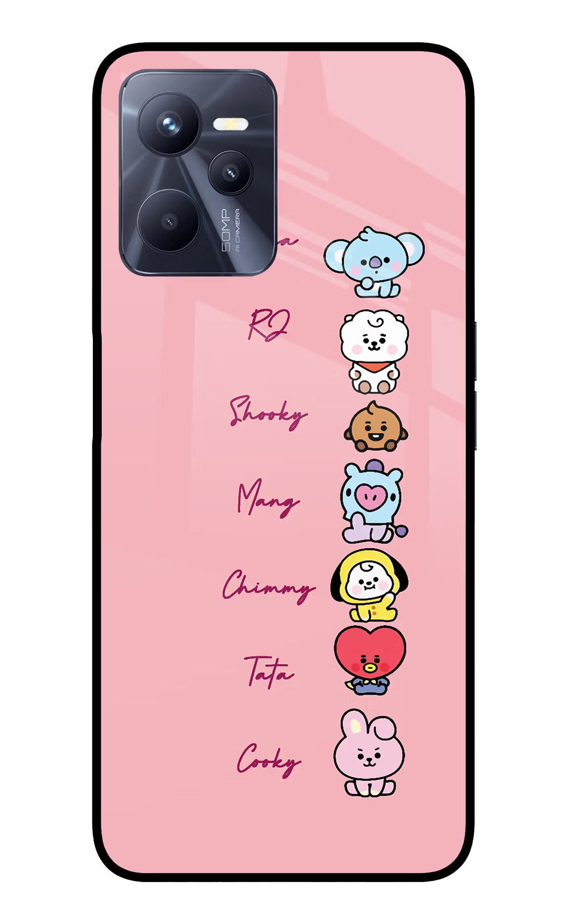 BTS names Realme C35 Glass Case Back Cover by Casekaro