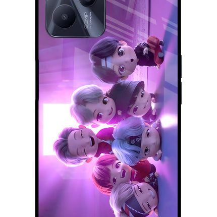 BTS Chibi Realme C35 Glass Case Back Cover by Casekaro