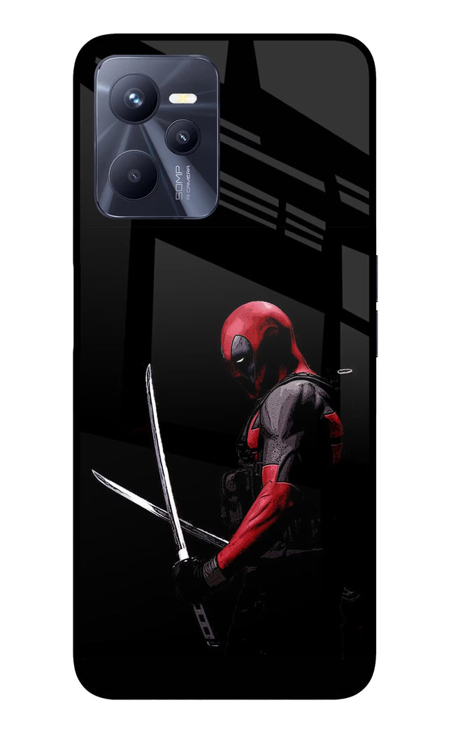 Deadpool Realme C35 Glass Case Back Cover by Casekaro