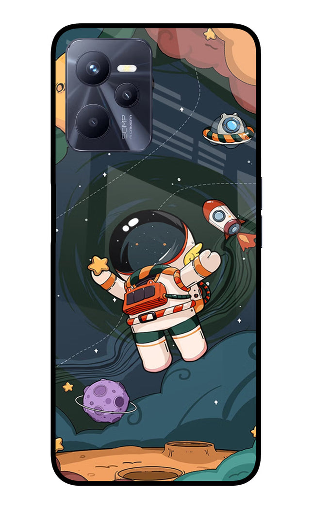 Cartoon Astronaut Realme C35 Glass Case Back Cover by Casekaro