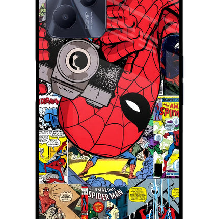 Spider Man Realme C35 Glass Case Back Cover by Casekaro